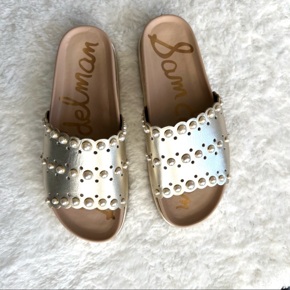 Sam Edelman Sera Slide Jute Metallic Leather Slip On Sandal - Picture 8 of 16